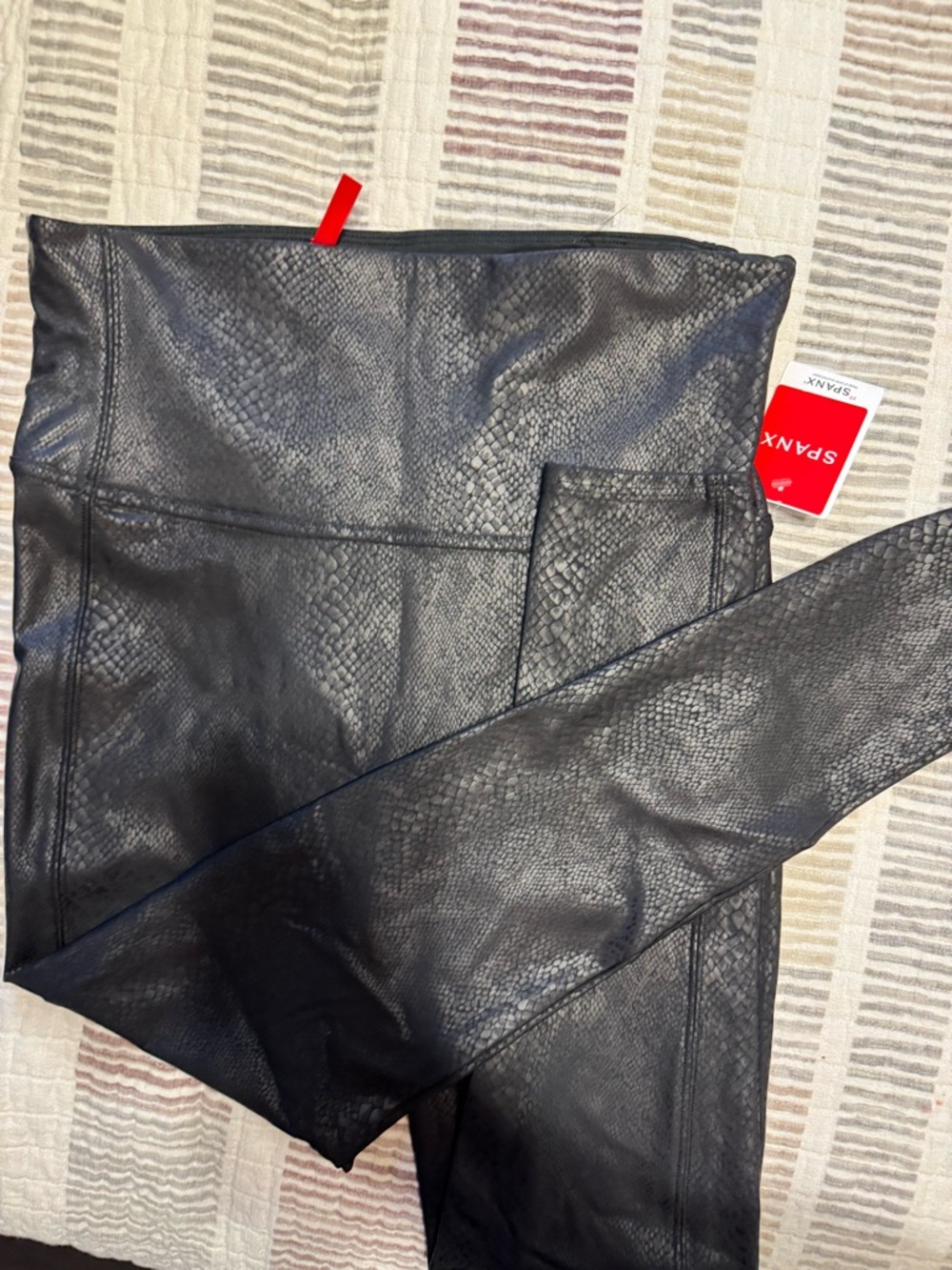 SPANX Black Faux-Snakeskin Leggings
